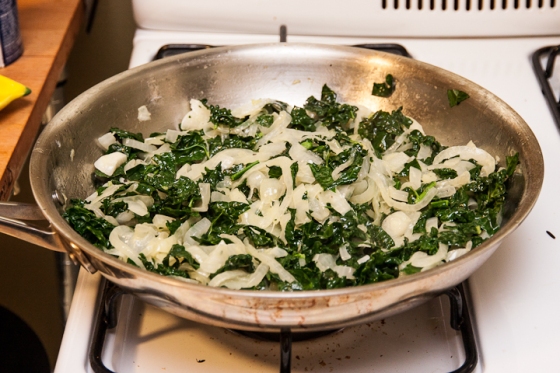 Carmelized Onion and Kale Ribbons