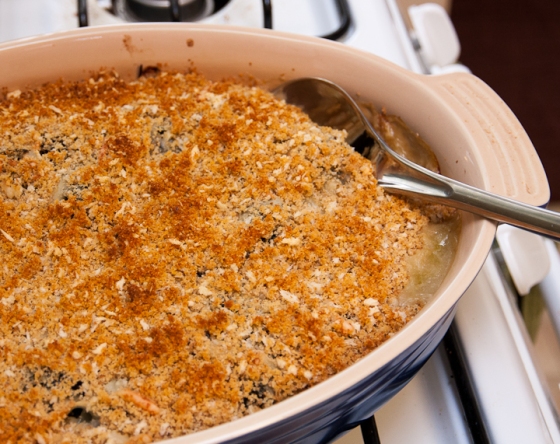 Wild Rice Gratin with Kale, Caramelized Onions and Baby Swiss